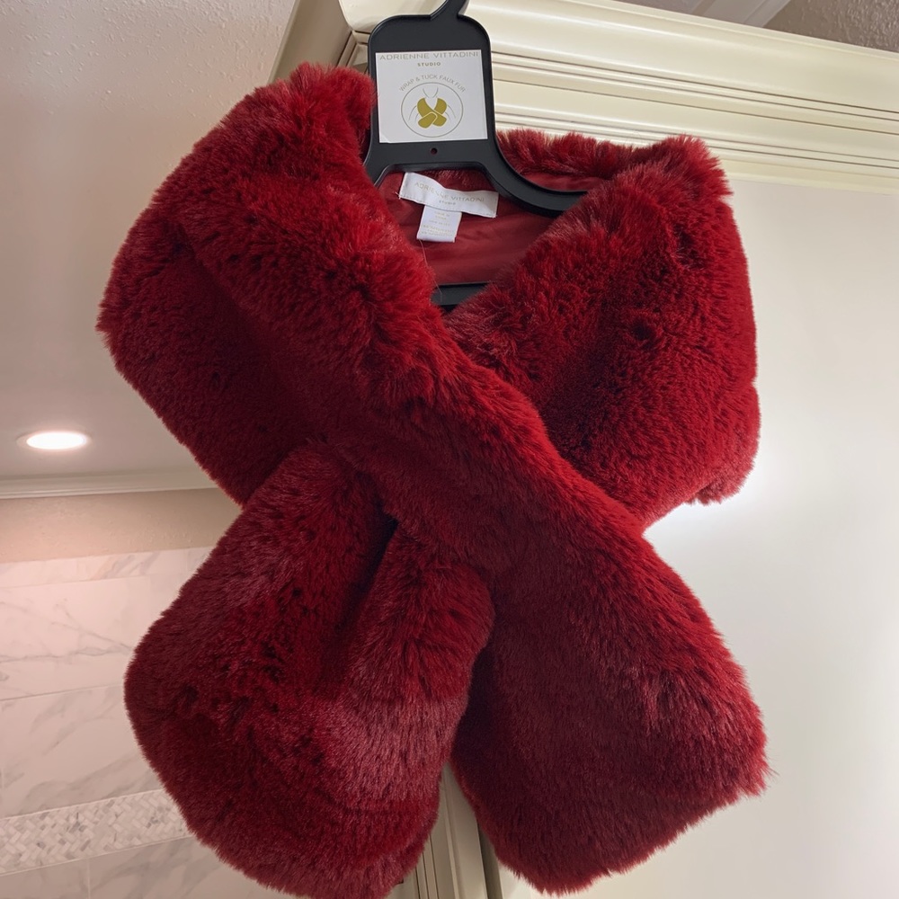 Beautiful Red Faux Fur Neck Wrap